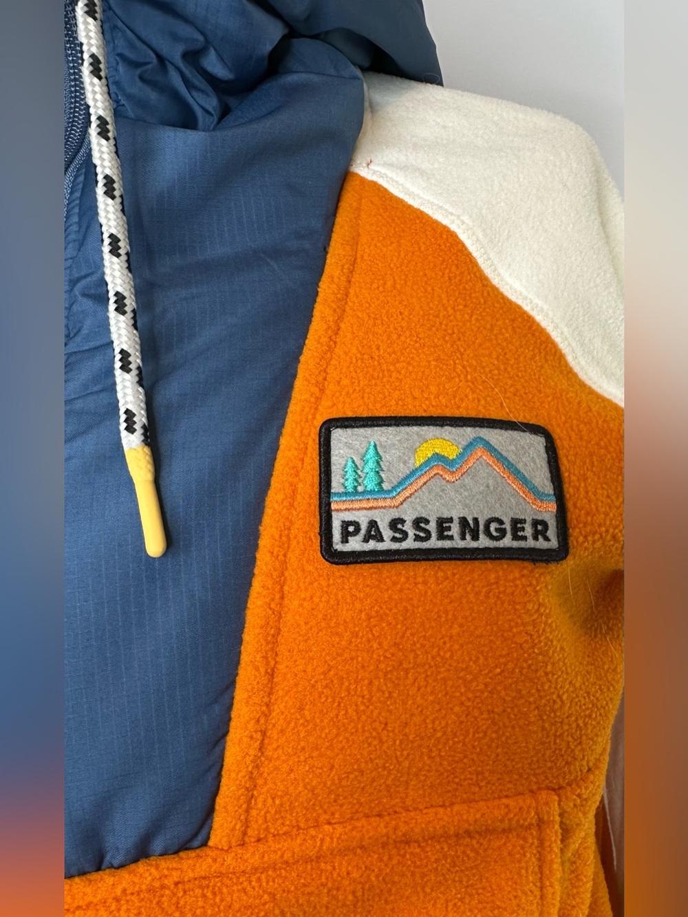 Passenger Fleece Lined Hybrid Anorak Jacket XS Orange Blue Colorblock Hooded - Picture 6 of 16